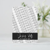 Minimale moderne zwarte en witte foto save the date (Staand voorkant)