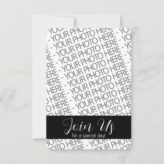 Minimale moderne zwarte en witte foto save the date (Voorkant)