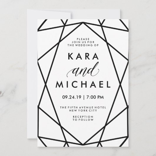 Minimale Moderne Zwarte en Witte Geometrische Trou Kaart (Voorkant)