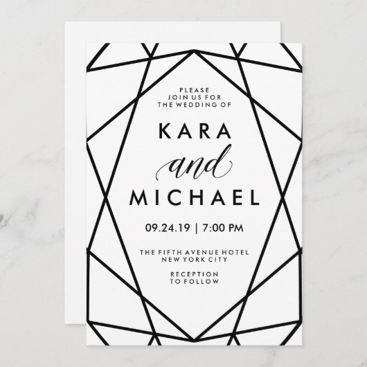 Minimale Moderne Zwarte en Witte Geometrische Trou Kaart (Voorkant / Achterkant)