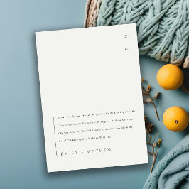 Minimale moderne zwarte en witte moderne bruiloft bedankkaart