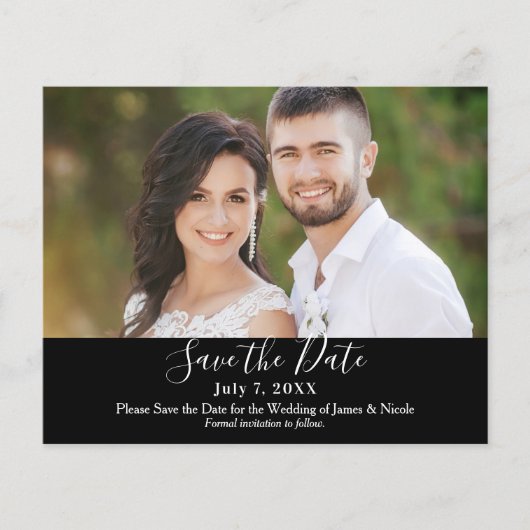 Minimale moderne zwarte foto Opslaan datum (Voorkant)