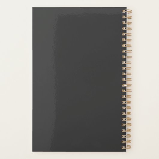 Minimale moderne zwarte kalligrafie planner (Achterkant)