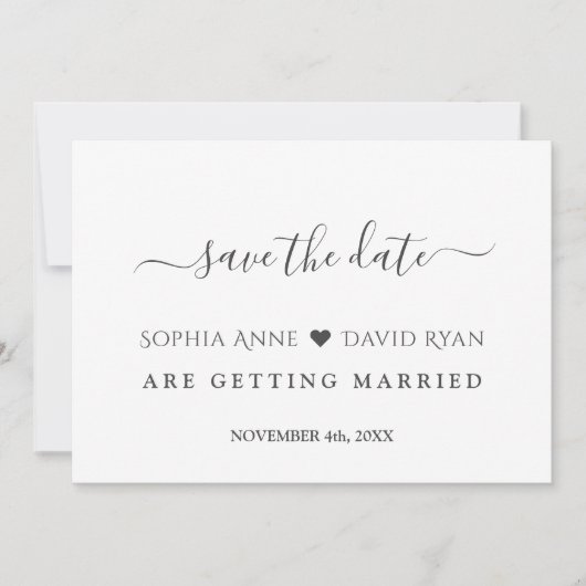 Minimale moderne zwarte kalligrafie save the date (Voorkant)