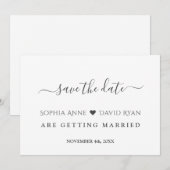 Minimale moderne zwarte kalligrafie save the date (Voorkant / Achterkant)