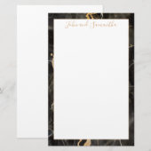 Minimale moderne zwarte marmerweddenschap briefpapier (Voorkant / Achterkant)