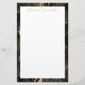 Minimale moderne zwarte marmerweddenschap briefpapier (Voorkant)