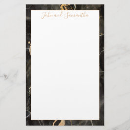 Minimale moderne zwarte marmerweddenschap briefpapier