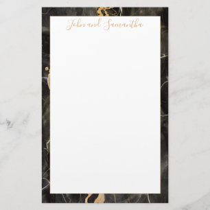 Minimale moderne zwarte marmerweddenschap briefpapier