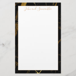 Minimale moderne zwarte marmerweddenschap briefpapier