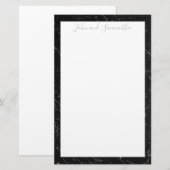 Minimale moderne zwarte marmerweddenschap briefpapier (Voorkant / Achterkant)
