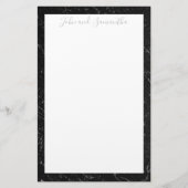 Minimale moderne zwarte marmerweddenschap briefpapier (Voorkant)
