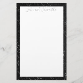 Minimale moderne zwarte marmerweddenschap briefpapier