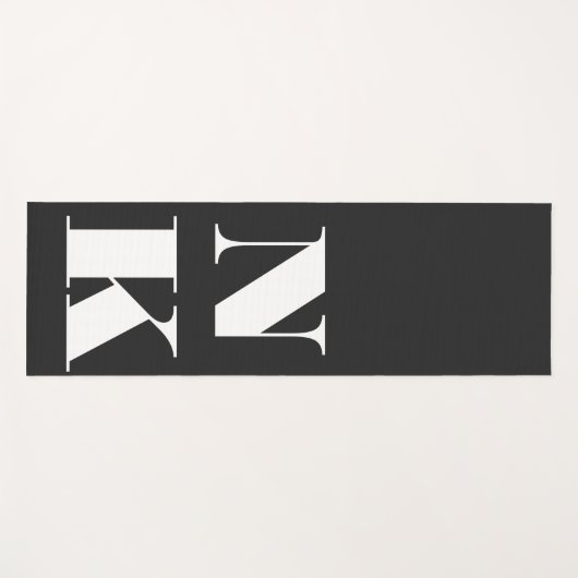 Minimale moderne zwarte monogram Initialen Yogamat (Voorkant (horizontaal))