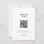Minimale moderne zwarte online QR-code bruiloft RSVP Kaartje (Voorkant)
