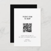 Minimale moderne zwarte online QR-code bruiloft RSVP Kaartje (Voorkant / Achterkant)