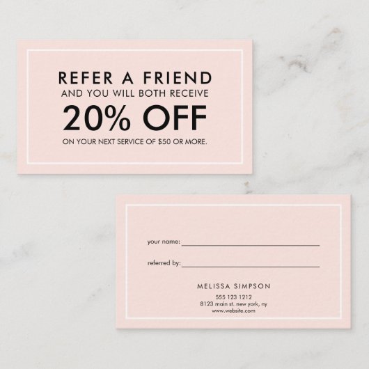 Minimale moderne zwarte roze verwijzing (Voorkant / Achterkant)