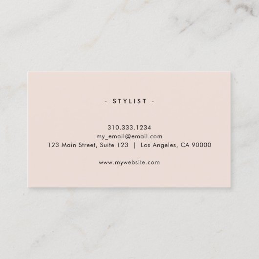 Minimale, moderne, zwarte roze zwart visitekaartje (Achterkant)