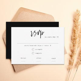 Minimale moderne zwarte-scriptmaankeuze RSVP kaartje