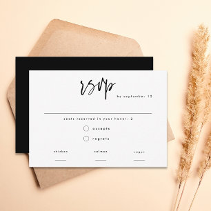 Minimale moderne zwarte-scriptmaankeuze RSVP kaartje