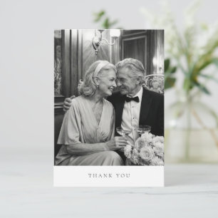 Minimale moderne zwarte typografie foto jubileum bedankkaart