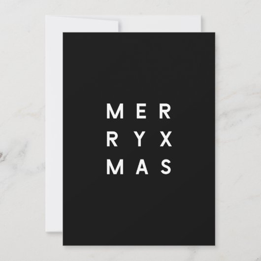 Minimale moderne zwarte Typografie Foto Merry Xmas Feestdagenkaart (Voorkant)