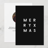 Minimale moderne zwarte Typografie Foto Merry Xmas Feestdagenkaart (Voorkant / Achterkant)