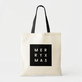 Minimale moderne zwarte Typografie Merry Xmas Tote Bag