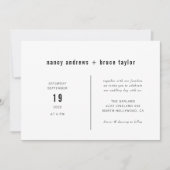 Minimale moderne zwarte Typografie Weddenschap Kaart (Voorkant)