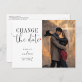 Minimale moderne zwarte verandering de datum Typog Uitnodiging Briefkaart (Voorkant / Achterkant)