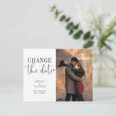 Minimale moderne zwarte verandering de datum Typog Uitnodiging Briefkaart (Staand voorkant)