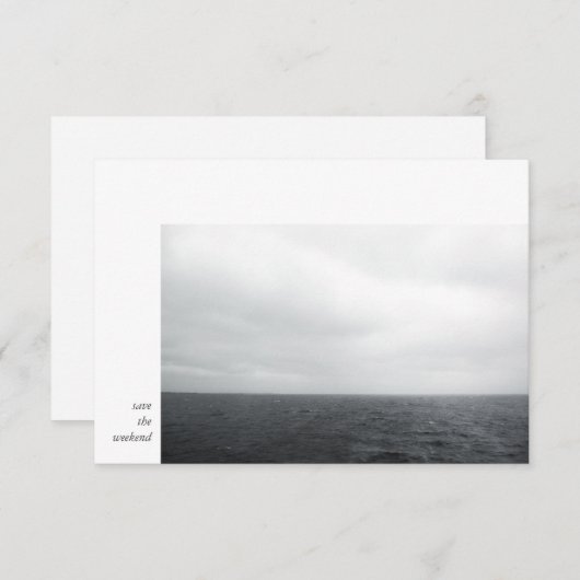 Minimale moderne zwarte-witbruiloft save the date (Voorkant / Achterkant)