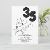 Minimale Moderne Zwarte Witte 35e Verjaardag Kaart (Staand voorkant)