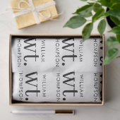 Minimale Moderne Zwarte & Witte Monogram Naam Tissuepapier (Geschenk)