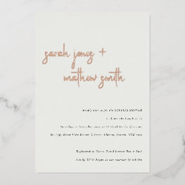 Minimale moderne zwarte witte-Script-paar Folie Uitnodiging