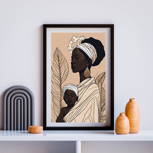 Minimale Moeder – De Essentie van Afrikaanse Moede Poster