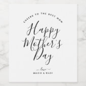 Minimale Moederdag voor zwart-wit Wijn Etiket (Enkel label)