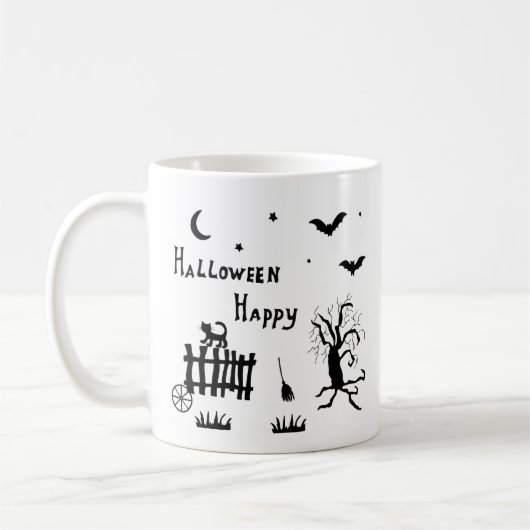 Minimale Mok van Cute Happy Halloween-koffie (Links)
