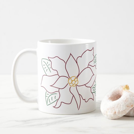 Minimale Mok van de Poinsettia Line Tekening (Met donut)
