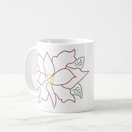 Minimale Mok van de Poinsettia Line Tekening (Voorkant links)