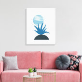 Minimale monochromatische blauwe schilderkunst canvas afdruk (Insitu (Woonkamer))