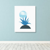 Minimale monochromatische blauwe schilderkunst canvas afdruk (Insitu (Houten vloer))