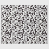 Minimale monochrome lijnkunstrozen cadeaupapier (Vlak)