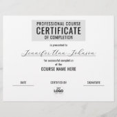 Minimale monochrome zwart-wit certificaat prijs (Voorkant)