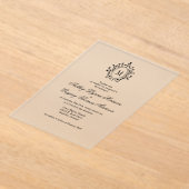 Minimale Monogram Acryl Trouw Uitnodiging (Laagn)