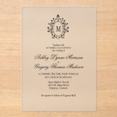 Minimale Monogram Acryl Trouw Uitnodiging (Voorkant)