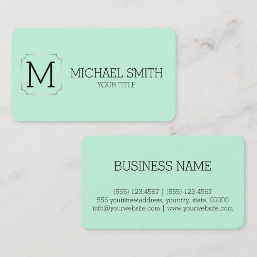 Minimale monogram Aero Blue-achtergrond Visitekaartje (Voorkant / Achterkant)