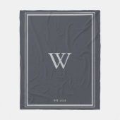 Minimale monogram Anchor Grey | Zilver Fleece Deken (Voorkant)