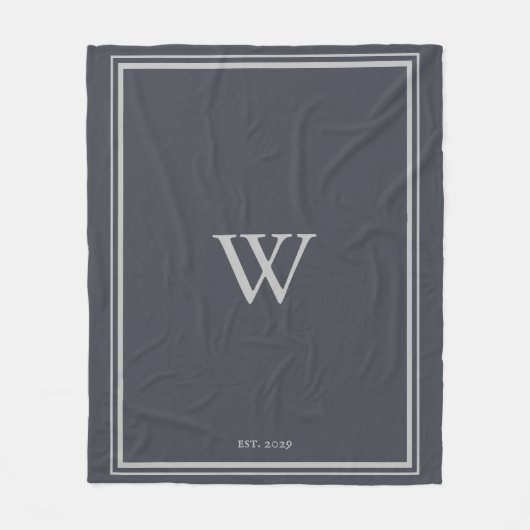 Minimale monogram Anchor Grey | Zilver Fleece Deken (Voorkant)