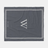 Minimale monogram Anchor Grey | Zilver Fleece Deken (Voorkant (Horizontaal))